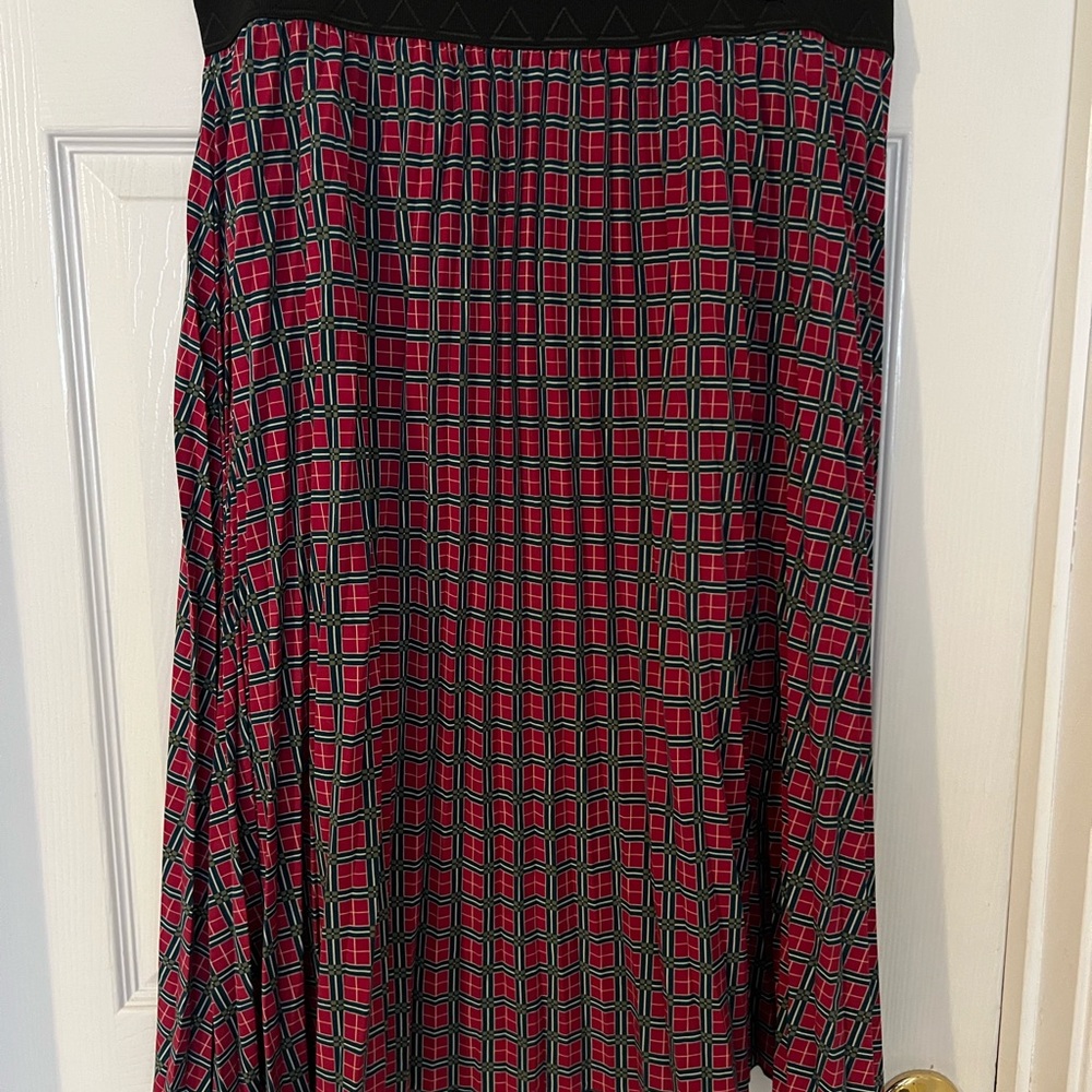 LuLaRoe Jill Pink and Teal Plaid Maxi Skirt